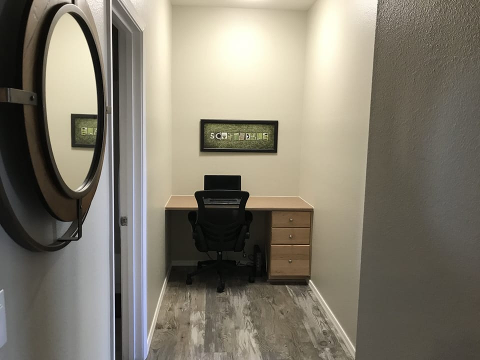 Hallway and desk