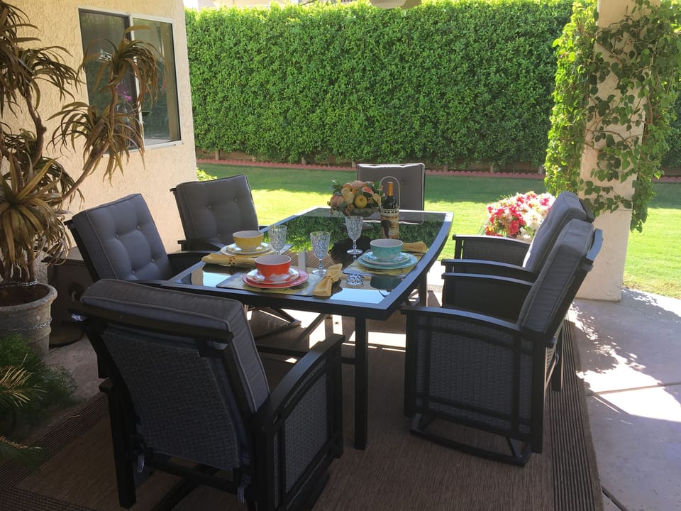 Covered Patio, Dining Area with Comfortable Seats six