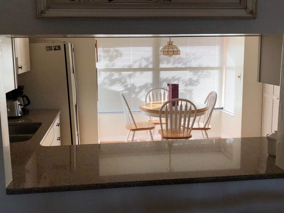 Kitchen pass-through to dining area/living room