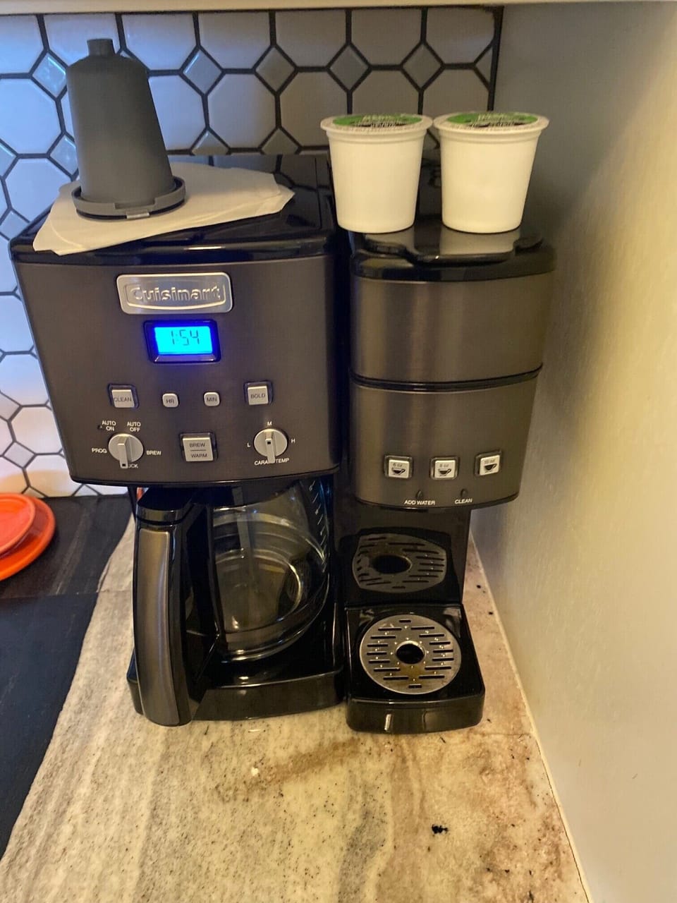 Drip on one side and K-cup on the other.