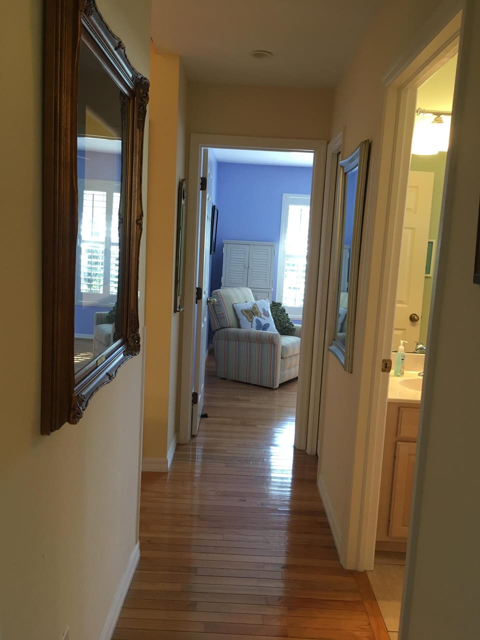 Hallway into Guest Bedroom 1 and Guest bath 