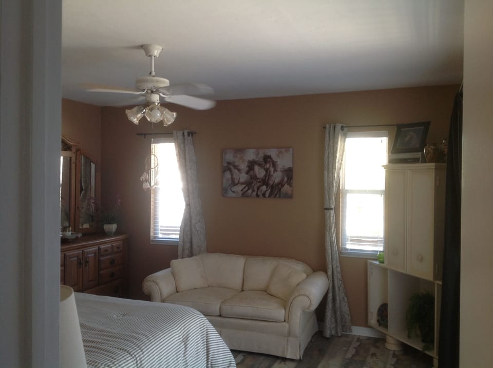Private sitting area and TV in master suite
