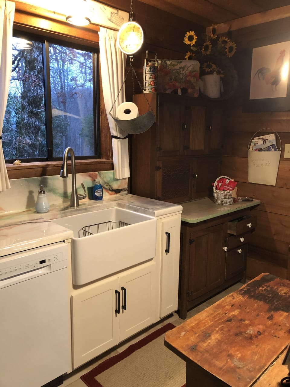 Old hoosier cabinet adds Vintage charm and stores all your small appliances.
