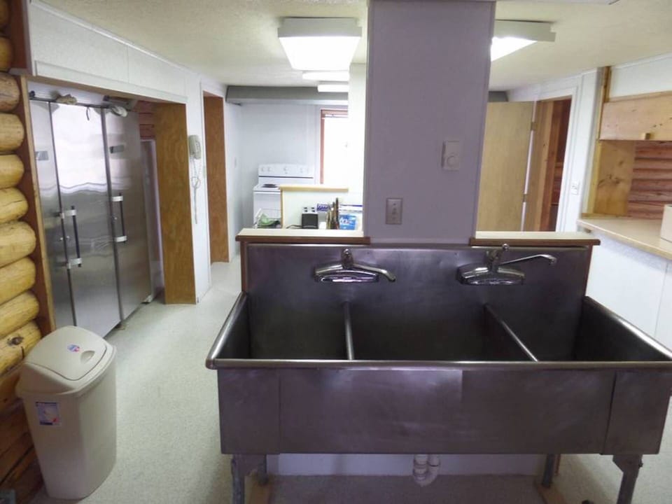 Industrial size sink in kitchen