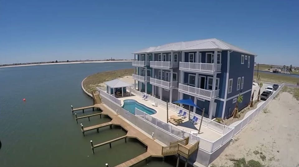 Waterfront townhome, the middle grey unit.