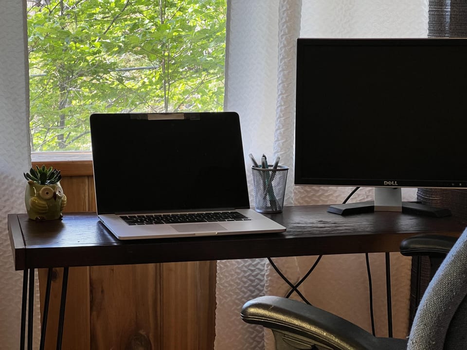 This office/bedroom is the perfect quiet place to get work done