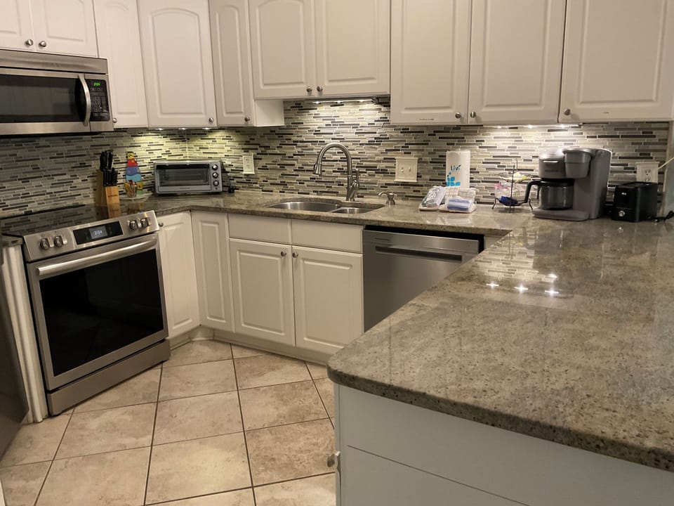 Kitchen with toaster and Keurig 