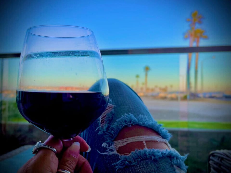 Relax with a glass of wine on the private patio