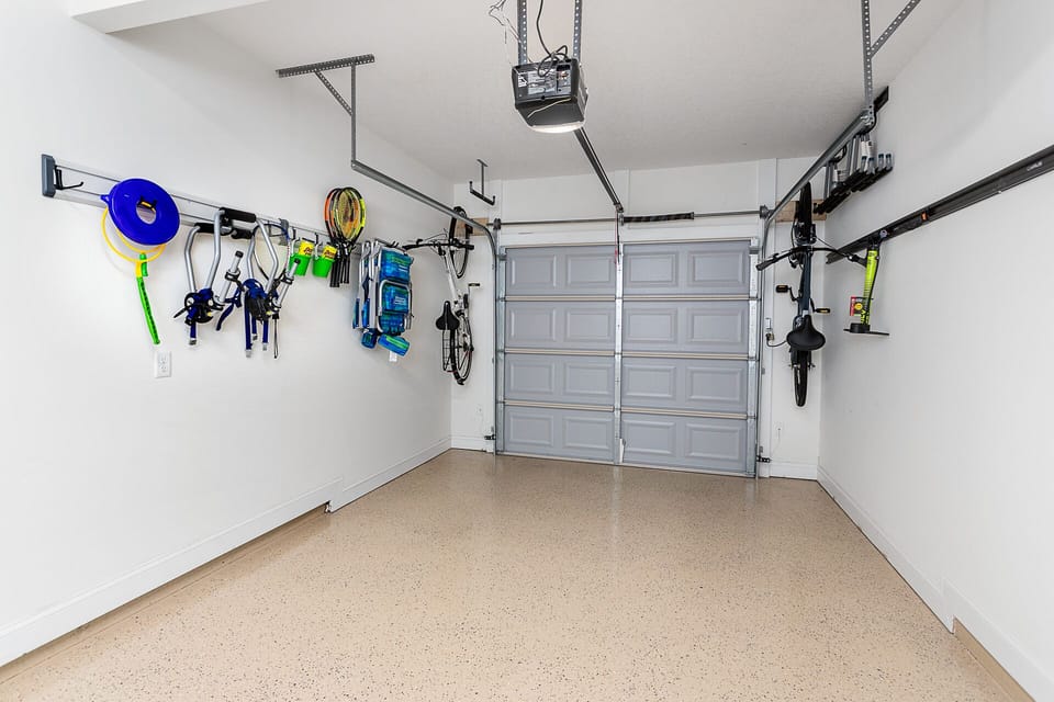 Garage has 2 bikes, beach toys, beach chairs, coolers etc. 