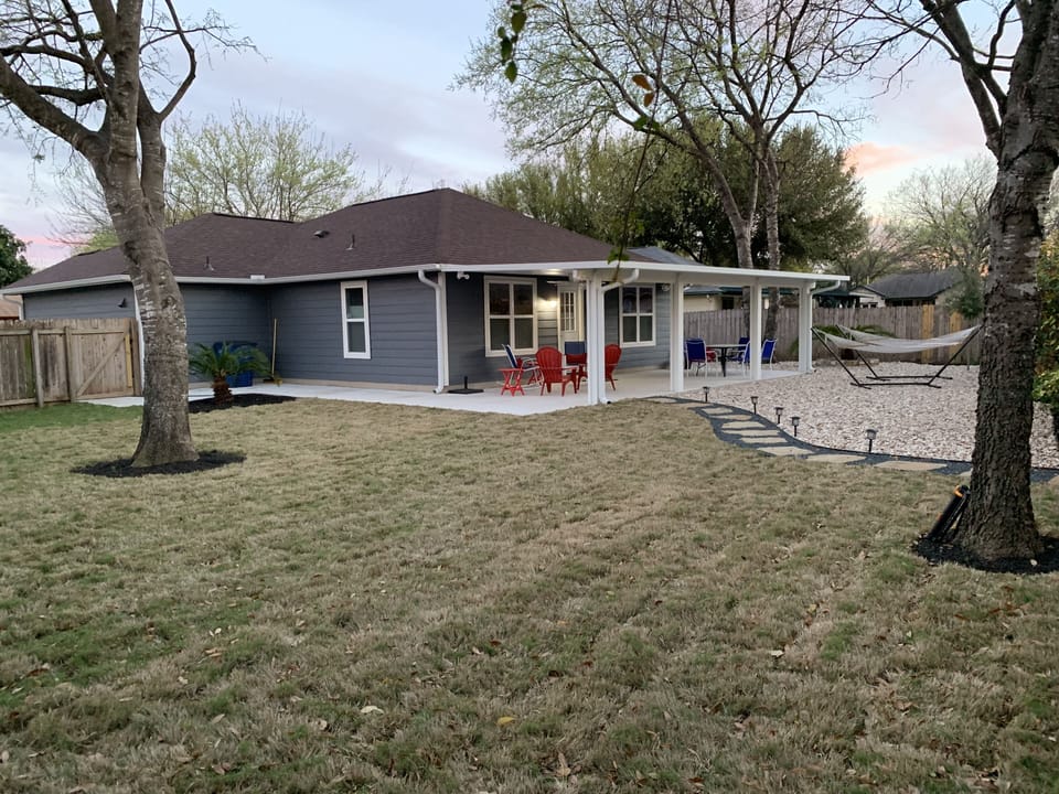 Large yard, recently updated lawn.