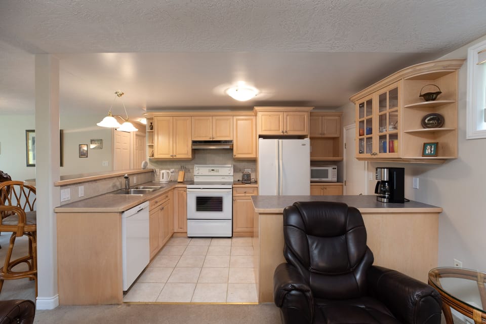 View of kitchen from Den/TV room 