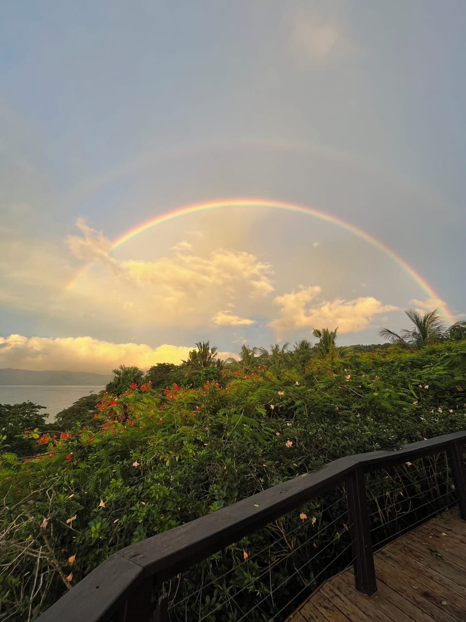Stunning skies - and rainbows - celebrate the moments together.