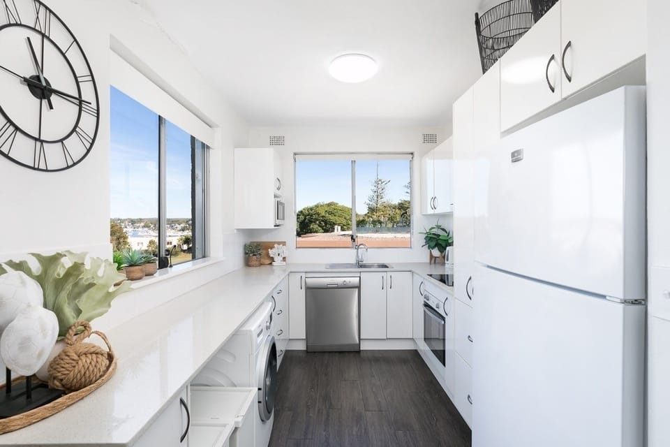 Kitchen with water views