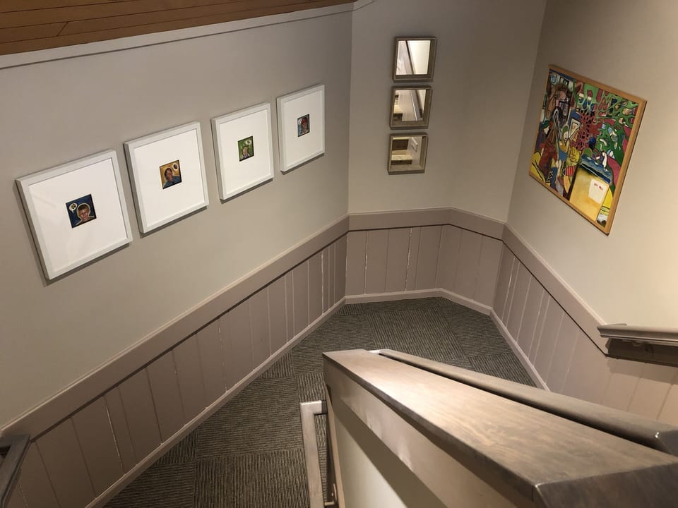 Stairway landing between the 2nd and 3rd floors