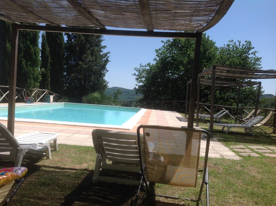 Our panorama pool with beds and chairs equipped