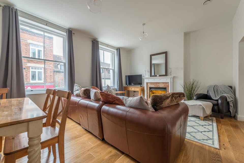 Spacious lounge with large comfy sofa