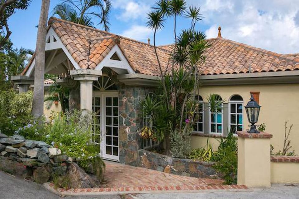 From the driveway entering the home