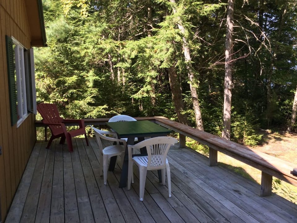 The other side of the wraparound deck, a great place to sit and look at the pond
