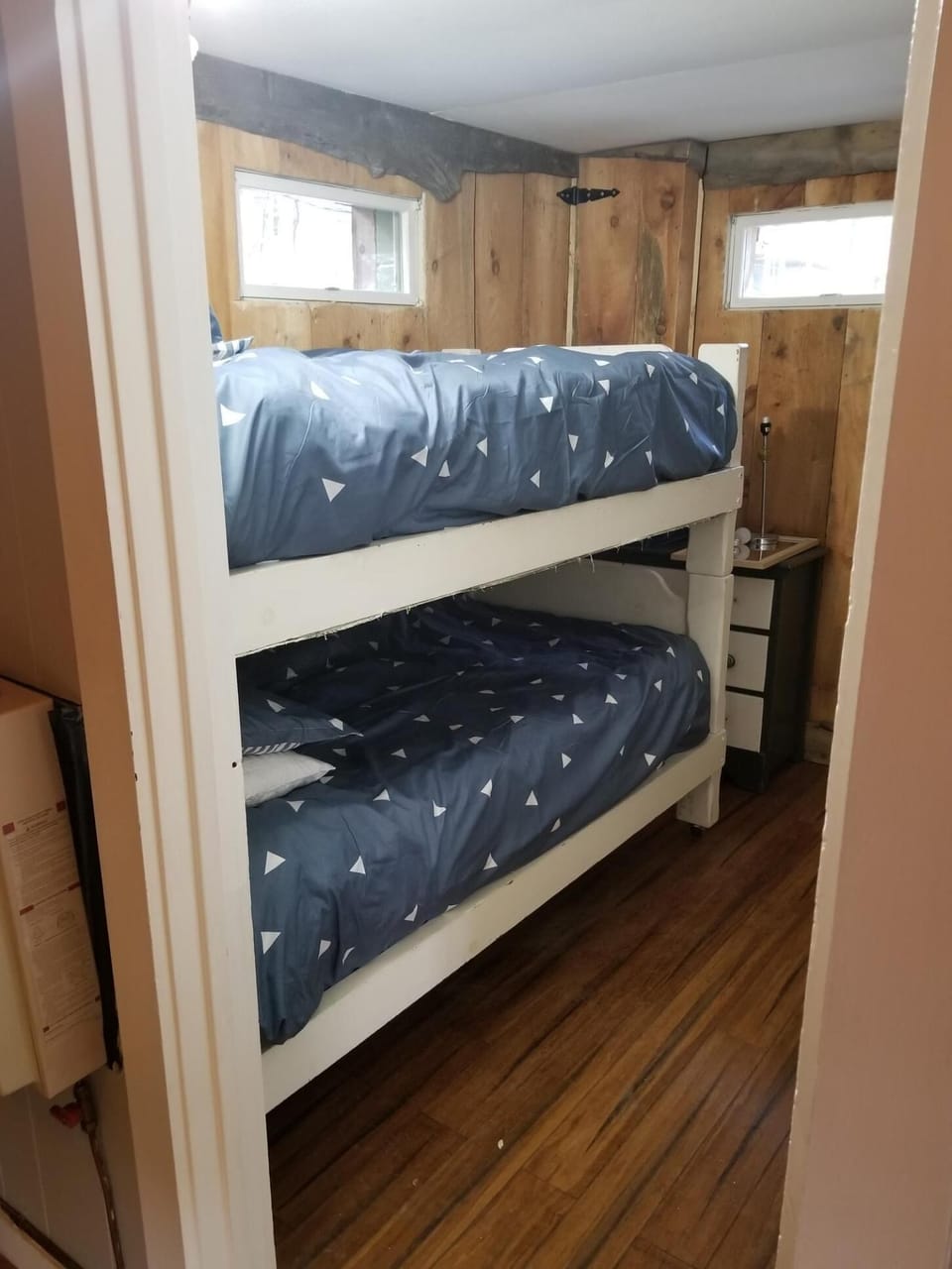 2nd bedroom with bunk beds and new bamboo flooring