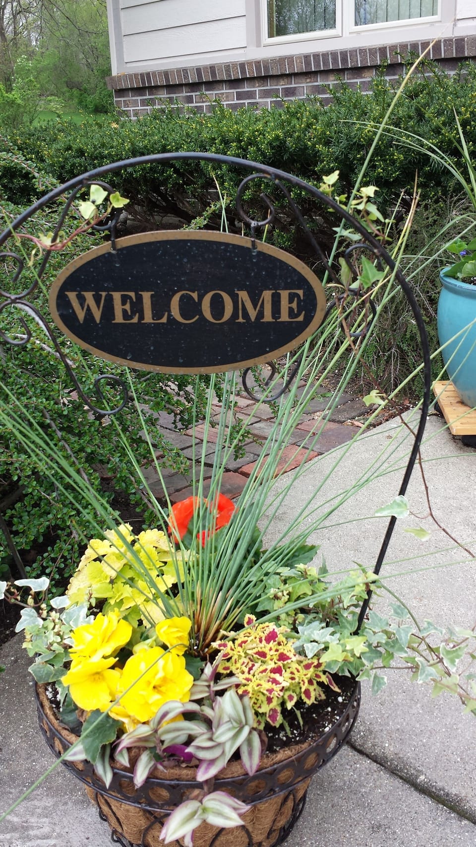 Spring greeting on front walk