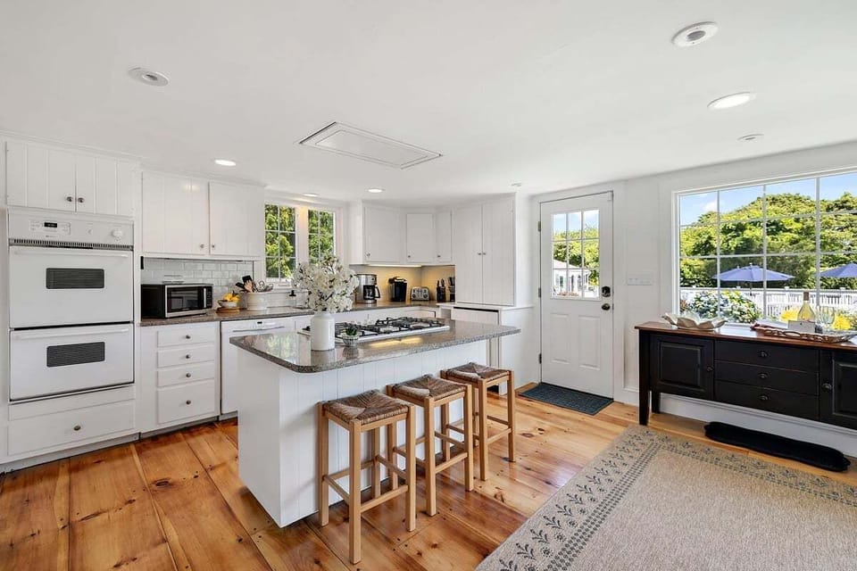 Bright kitchen with island seating