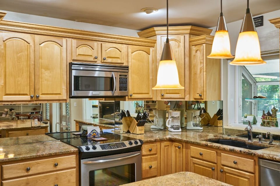 Gourmet open kitchen that is great for socializing while cooking