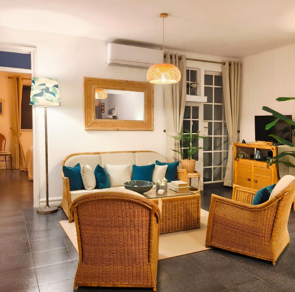 Air-conditioned living room area at night