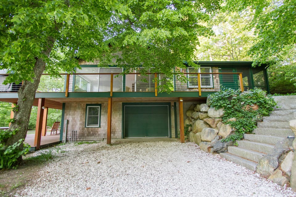 Front of the glass house.