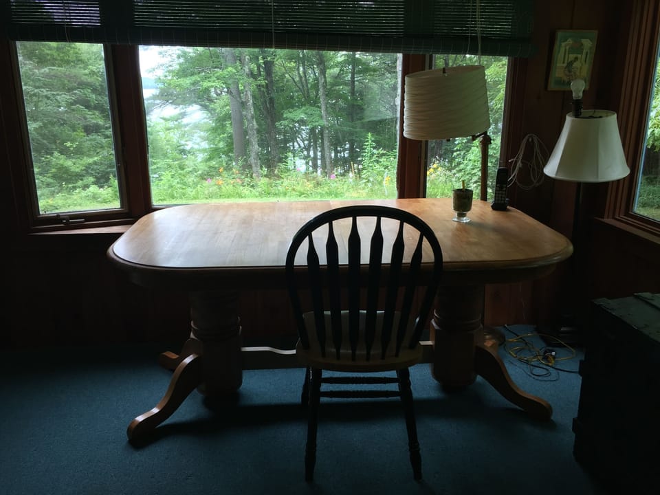 Downstairs study with a lake view