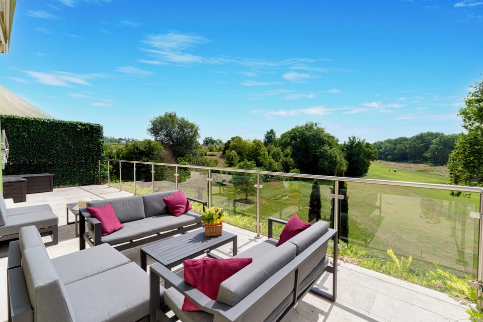 The Farmhouse balcony leads from the sitting room and Lavender bedroom