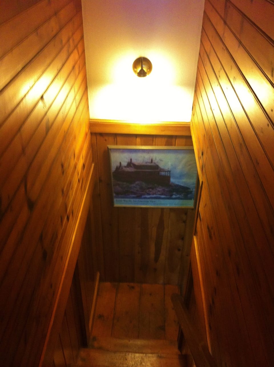 upstairs to the bedrooms; sturdy railing for safety