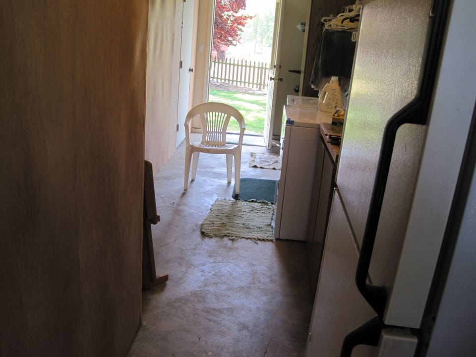 Laundry area leading to back yard