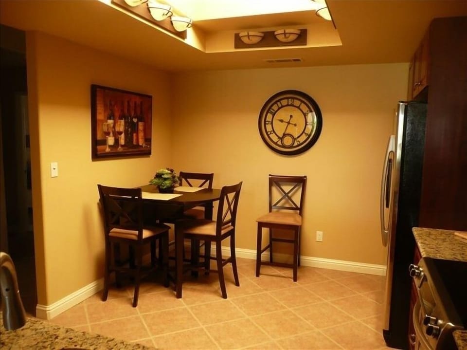 Breakfast nook with skylight.