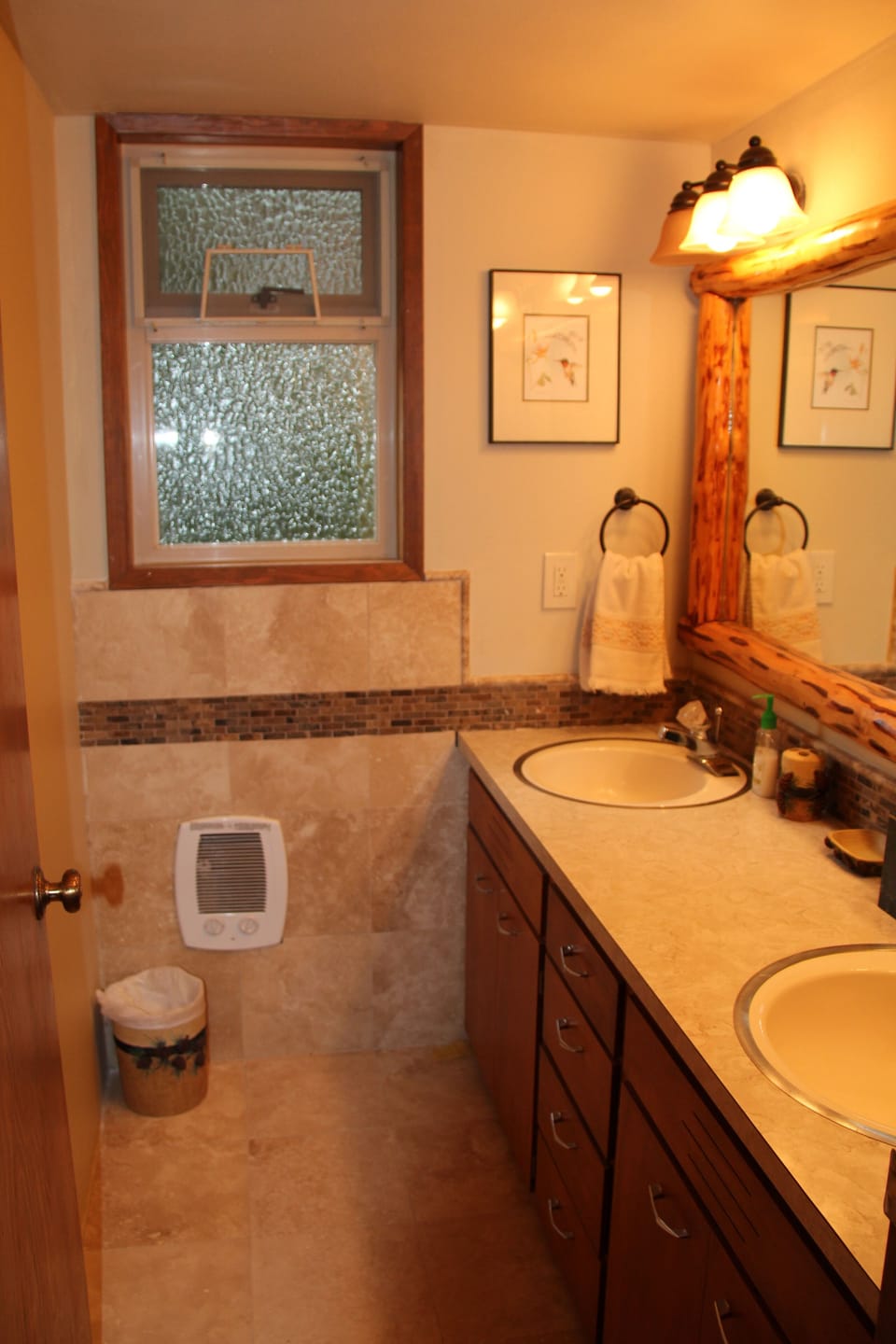 Main Bath across from Master Bedroom with heated stone tile floor