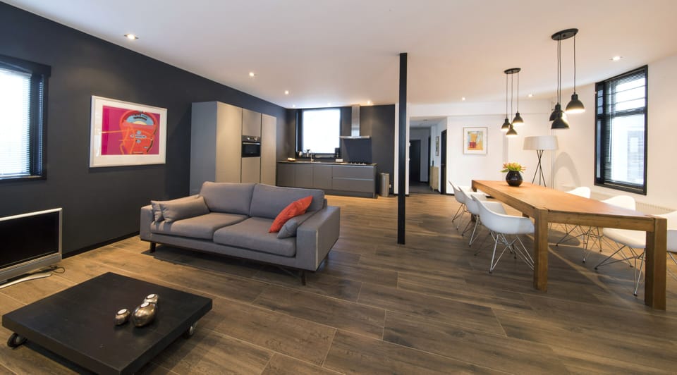 Living room and open kitchen