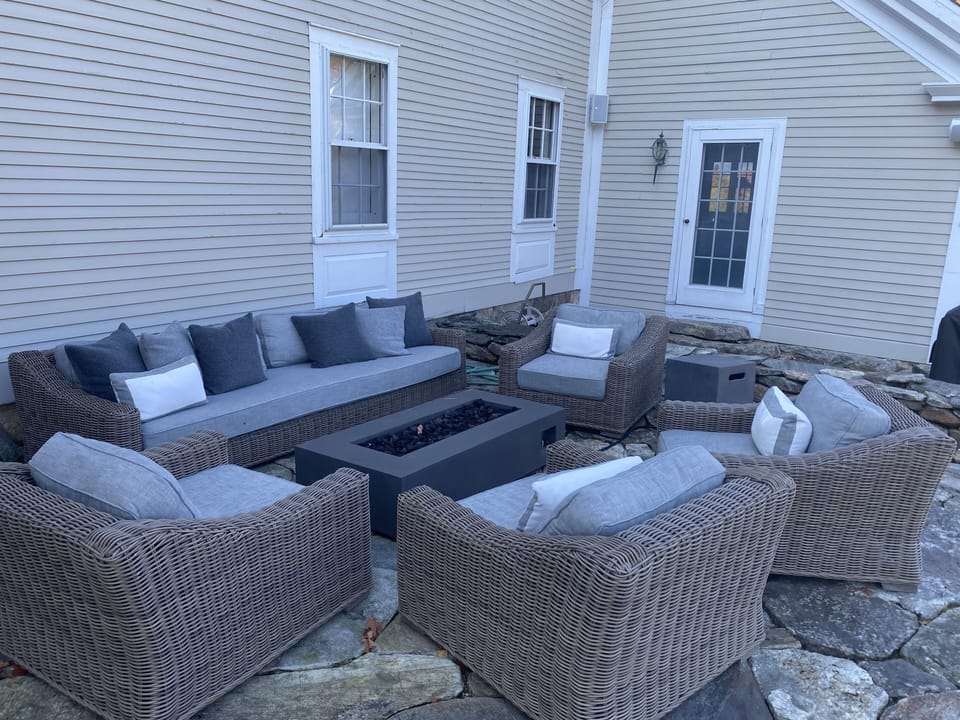 Outside Patio with fire table 