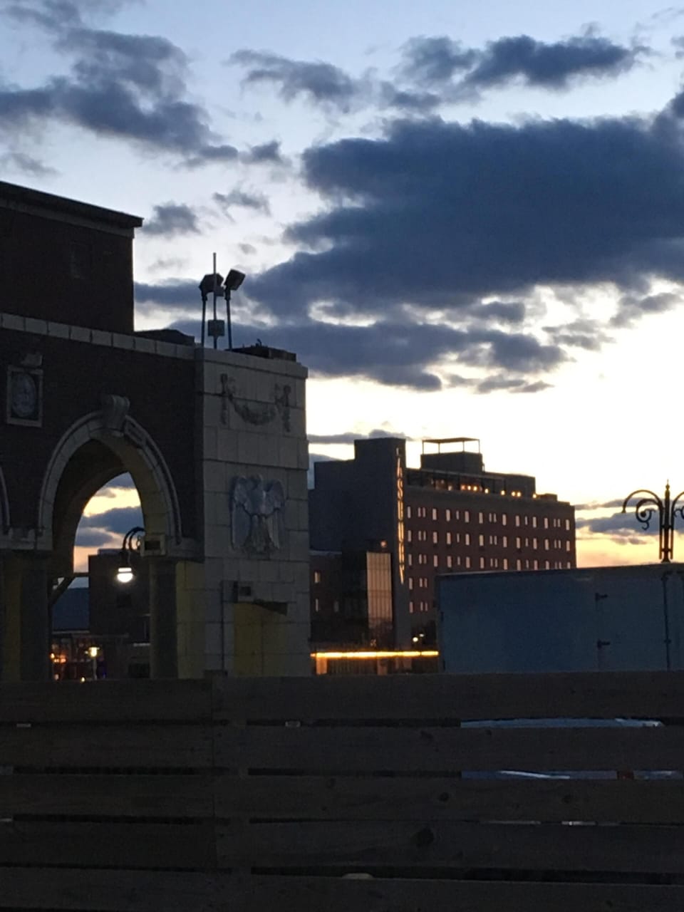 Dusk view of the nearby Asbury Hotel from the legendary Boardwalk.