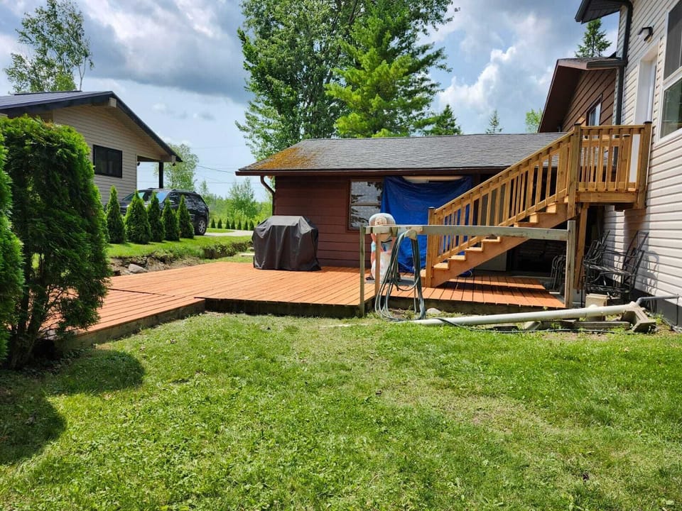 1 of 2 BBQs for guests on large deck. Propane cylinders not required for either