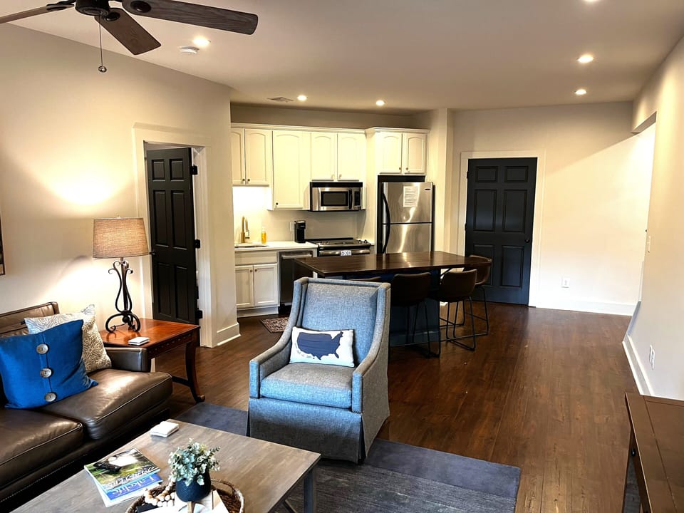 family room and kitchen