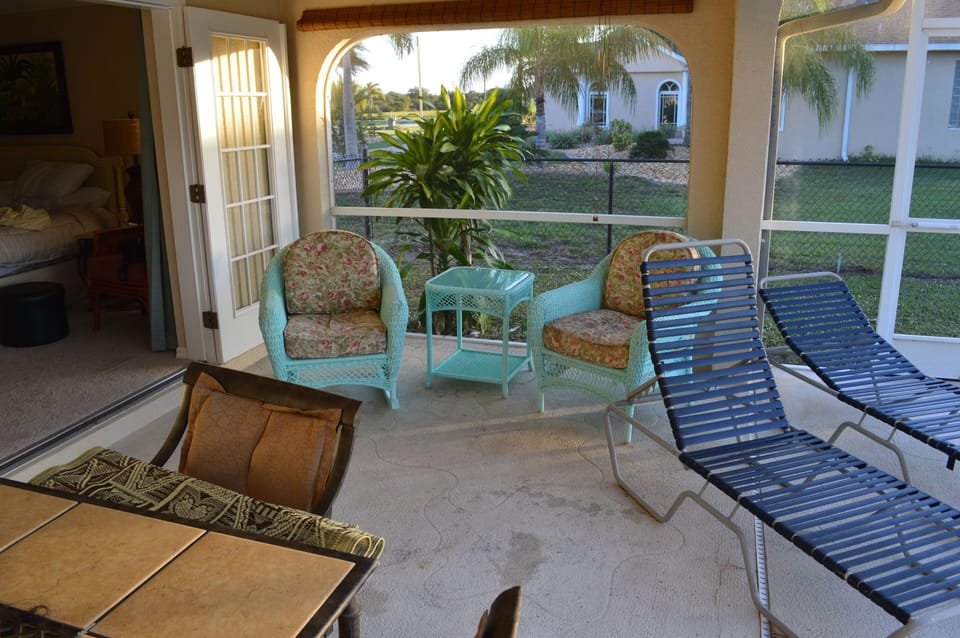 Enjoy morning coffee outside master bedroom