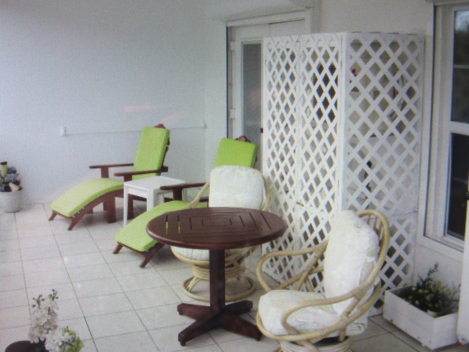 Plenty of space and seating options on the huge covered balcony