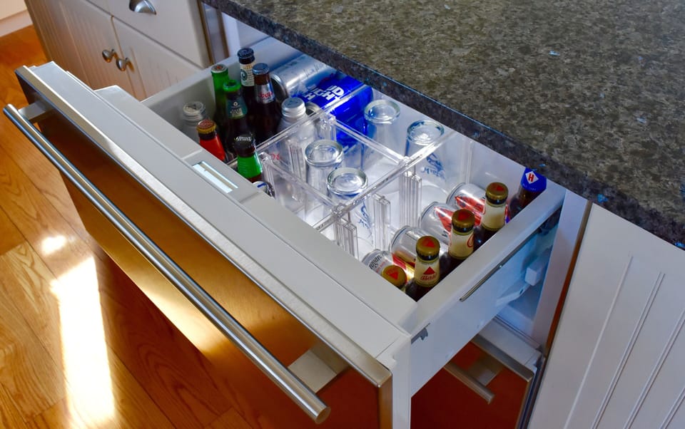 Under counter refrigerated drawers are perfect for storing cold beverages...
