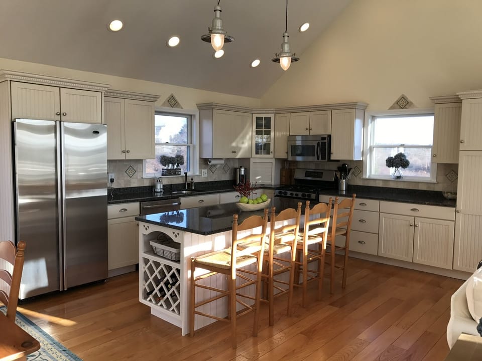 Modern kitchen with large center island...