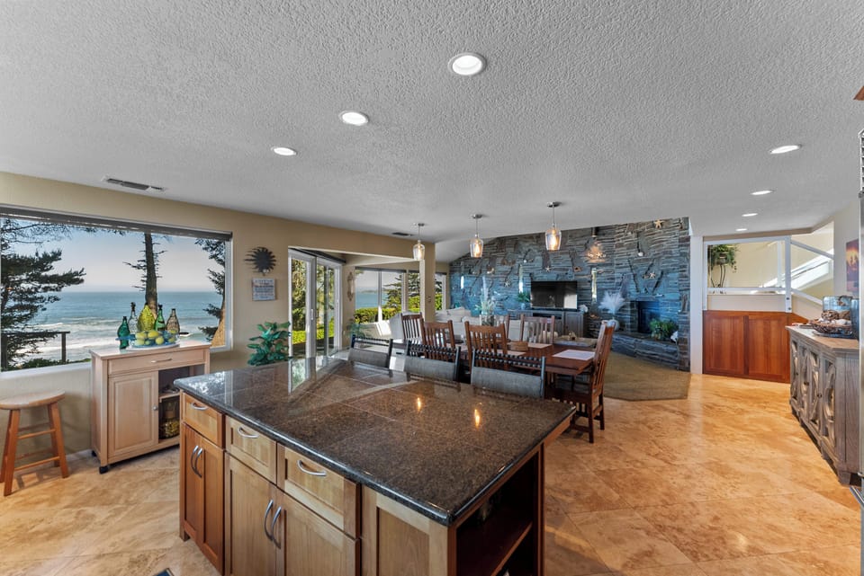 Living Area, Dining & Kitchen
