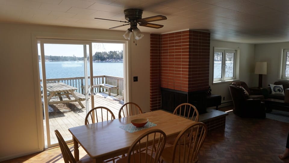 Dining area and doors to deck.