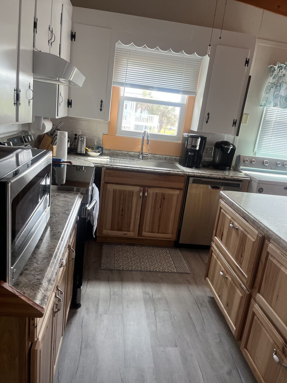 Kitchen with large stainless steel sink
