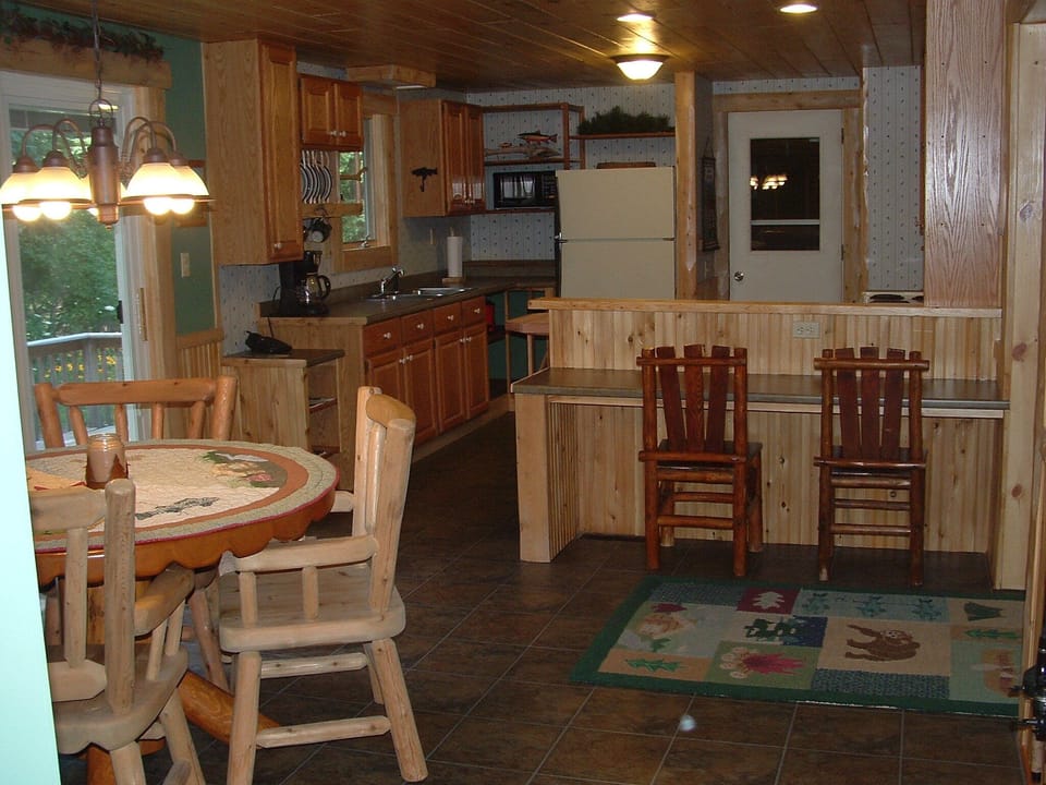 Kitchen and bar from dining area