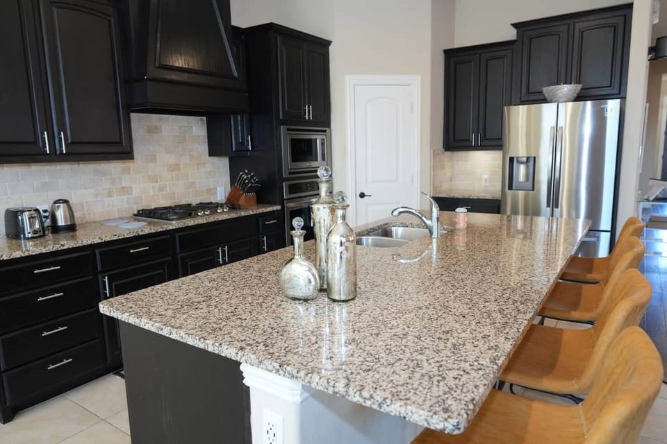 Granite island in modern kitchen