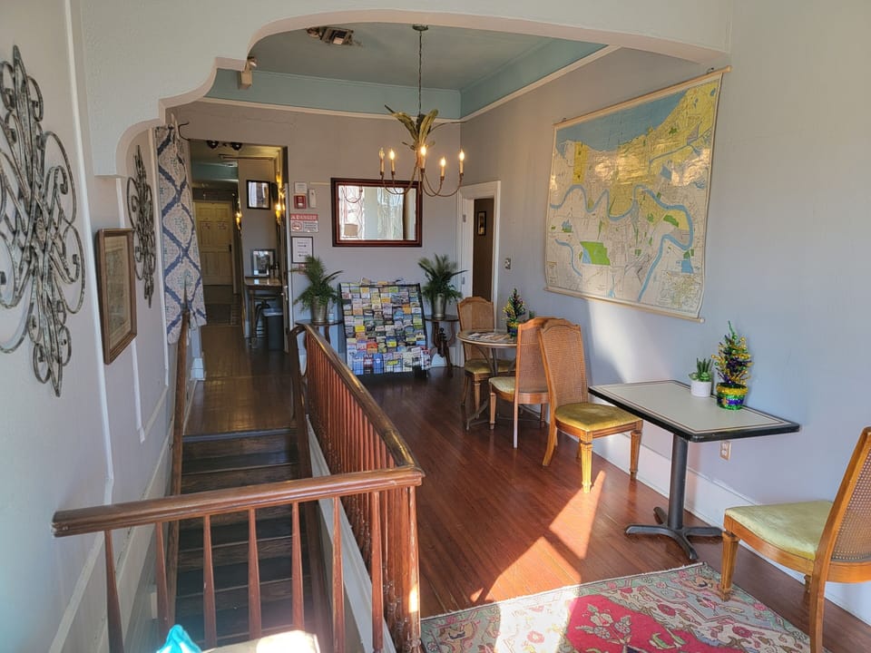 Balcony Parlor, Balcony access point, coffee station, work station with desk.