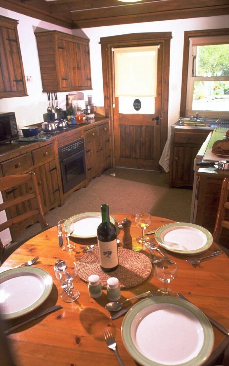 The dining and kitchen area